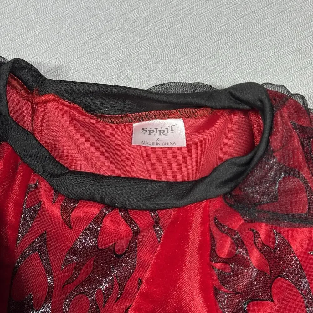 Spirit Girl's Dark Devil Halloween Costume Firey Red Dress & Cape Child Size XL